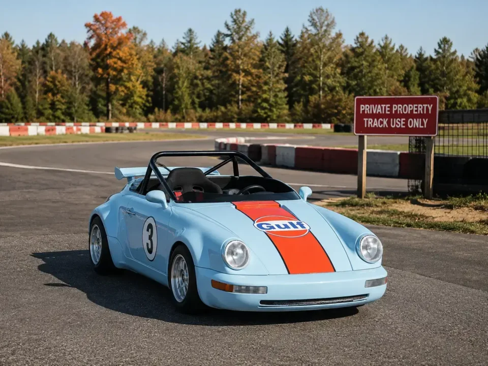 Electric go-kart parked on a private track, not street legal